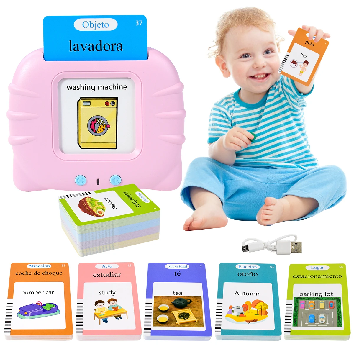 Kids Educational Games Learn English - Cartes cognitives espagnoles électroniques, cartes Flash