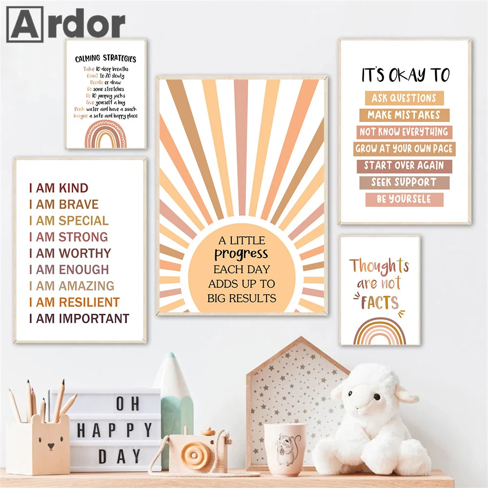 Kids Education Alphabet Numbers - Affiches avec Alphabet, Chiffres et Arc-en-Ciel