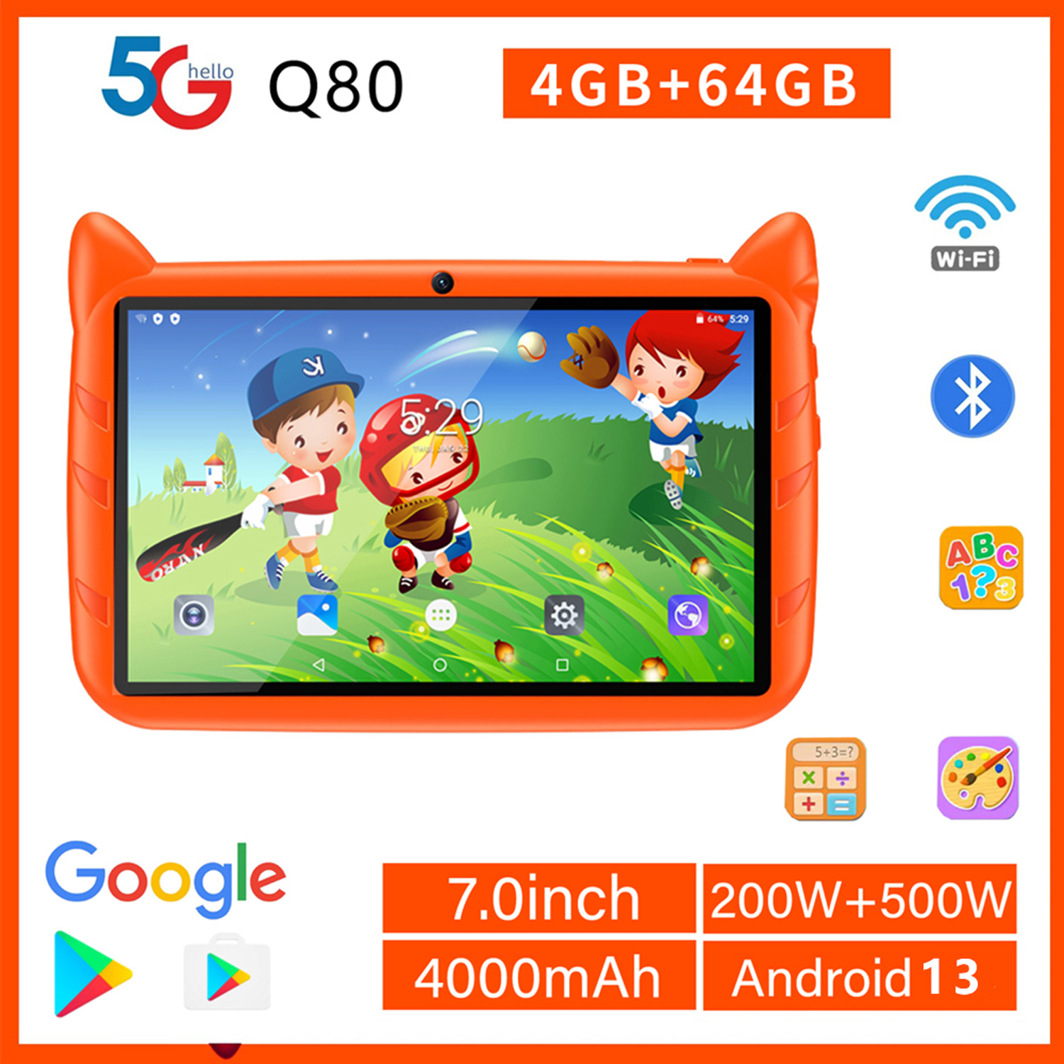 Kids Educational Games Learn English - Nouveau 5G WiFi enfants tablette 7
