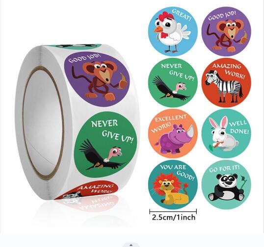 Kids Education Motivation - Autocollants d'apprentissage d'animaux mignons, 50 à