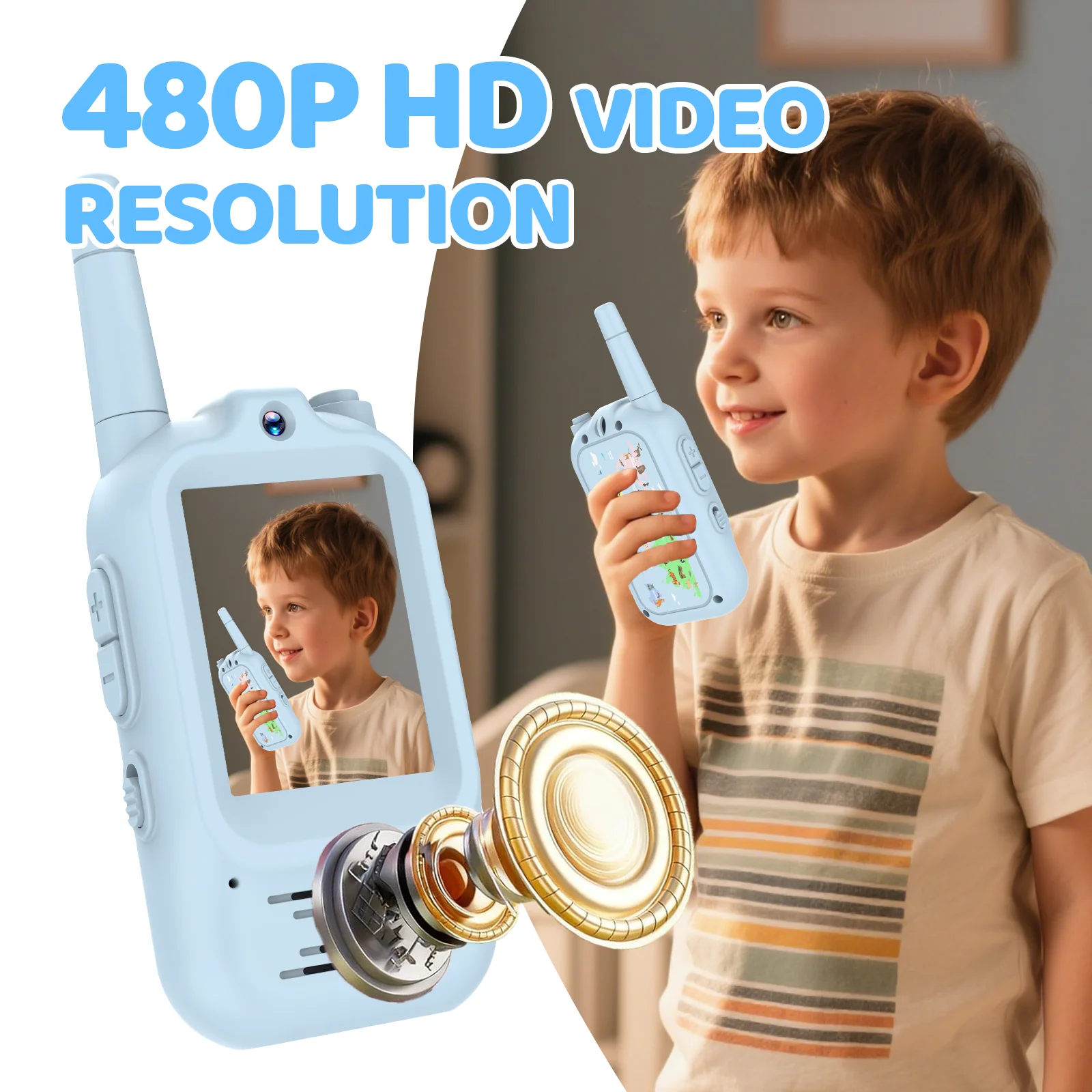 Kids Education Video - Talkie-walkie vidéo rechargeable pour enfants, lot