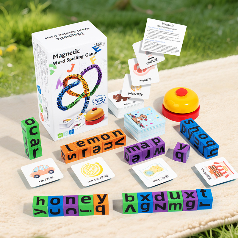 Kids Educational Games Learn English - Jeu de cubes magnétiques pour enfants,