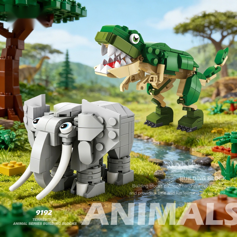 Kangaroo Kids Education - Blocs de construction d'animaux, dinosaure, éléphant,