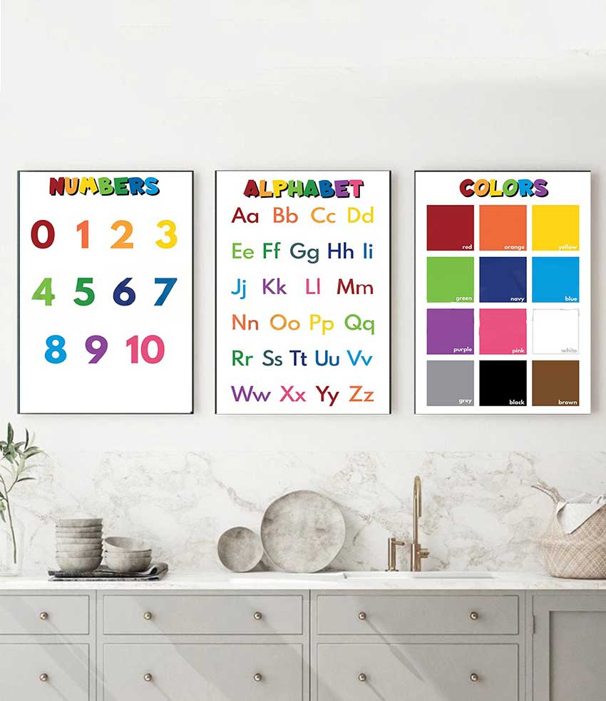 Kids Education Alphabet Numbers - 1 affiche éducative sans cadre pour