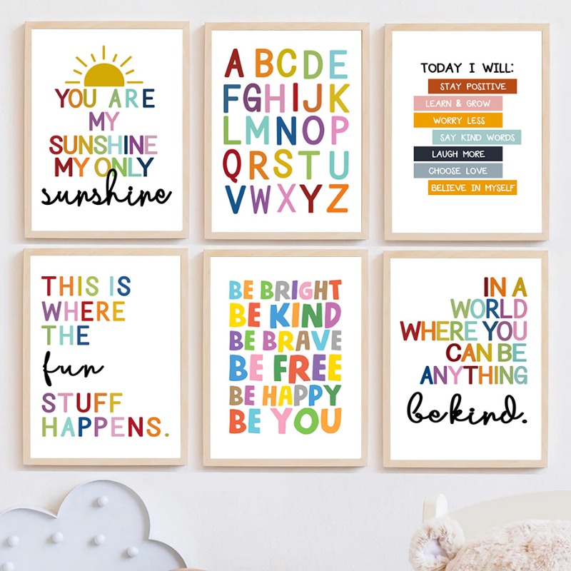 Kids Education Alphabet Numbers - Affiche éducative anglaise, alphabet, chiffres, couleurs,