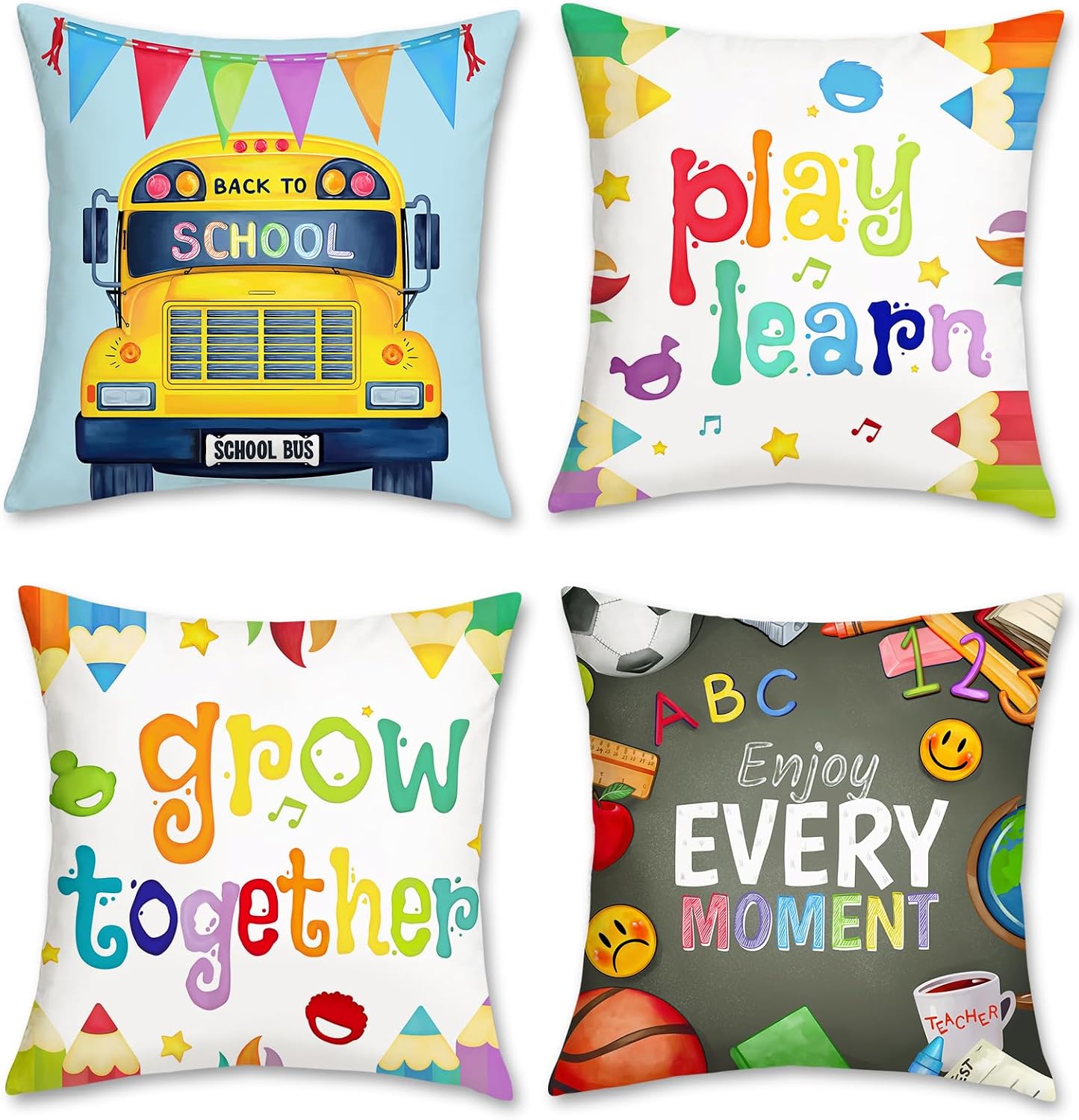 Lot de 4 Housses de Coussin Dé - Kids Education Motivation avis et prix